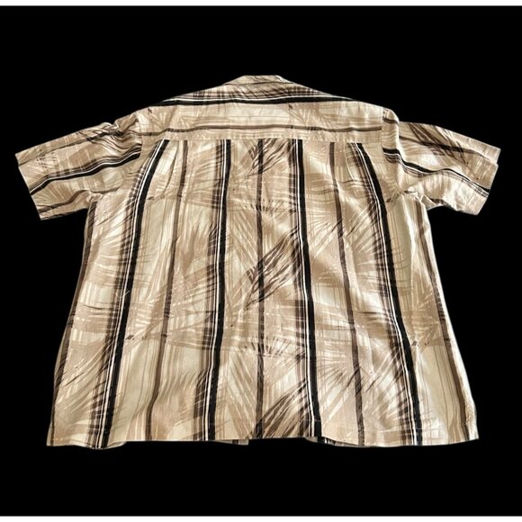 Centro Men's Linen Short Sleeve Casual Button Down Shirt Size XL Bamboo Tropical - Picture 2 of 9